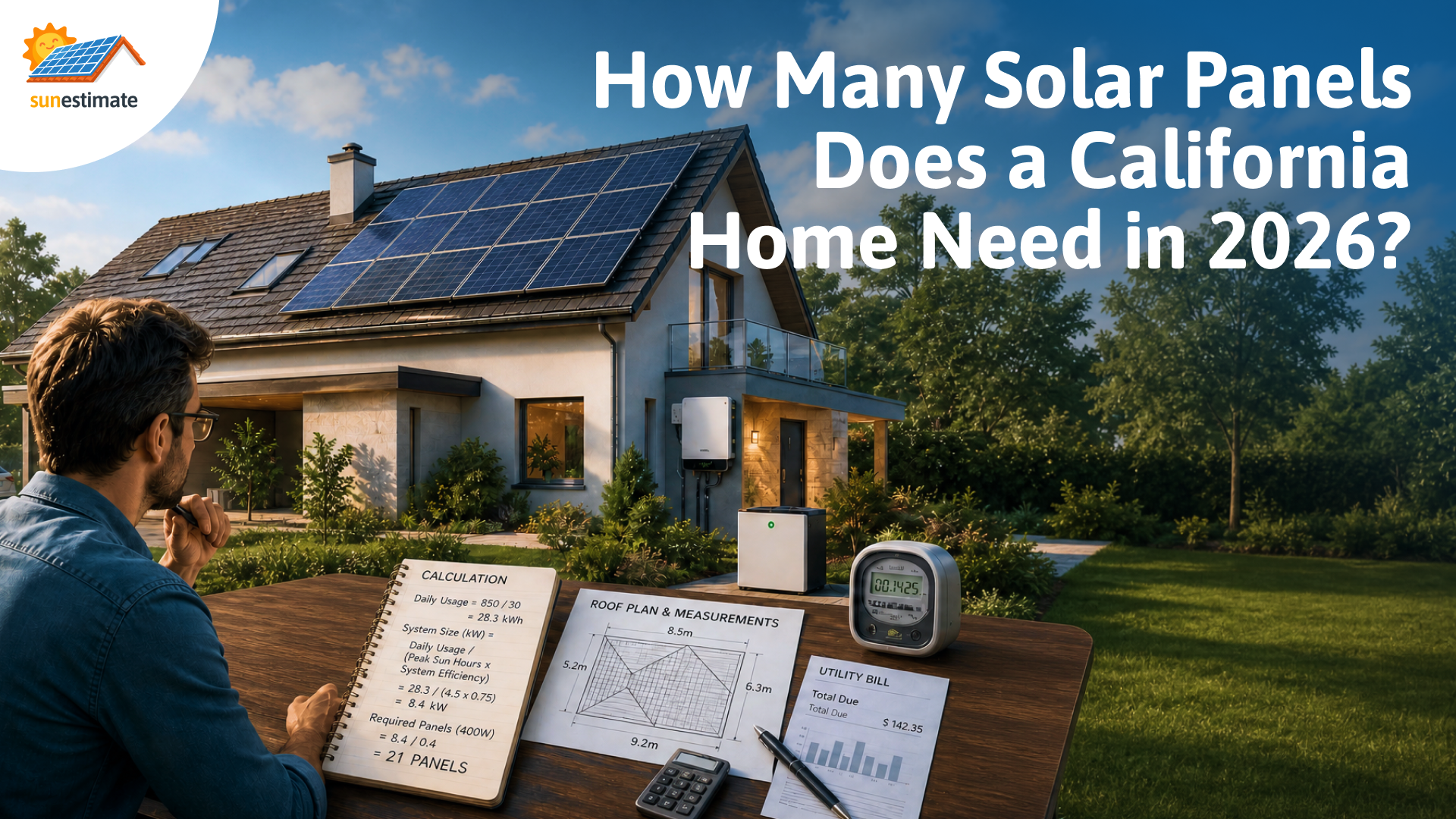 Solar panels on a residential rooftop